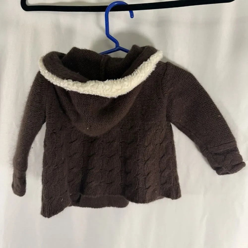Janie and Jack Sweater Jacket Baby 6-12 Months Brown Knit Lambs Wool Cashmere Bl